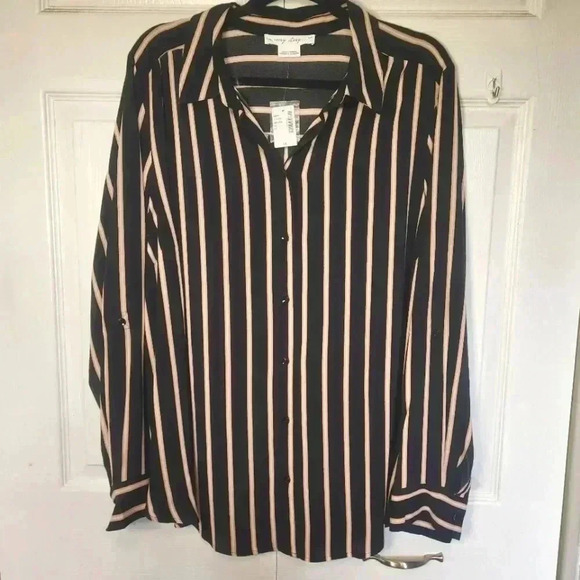 Penningtons Tops - Penningtons In Every Story Womens Plus Size Pinstripe Blouse  - Size 1